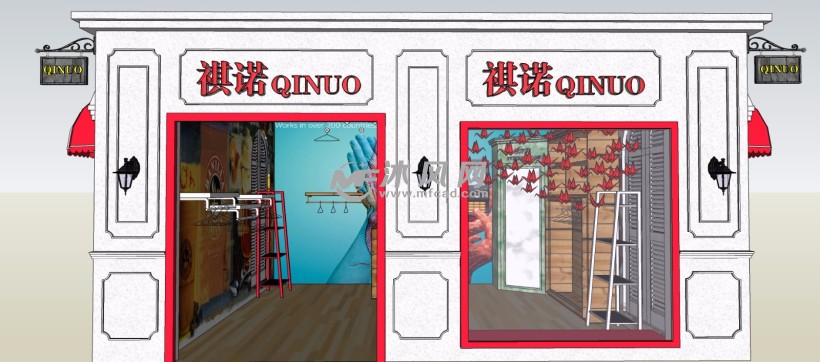 商业街欧式风格服装店专卖店三维模型
