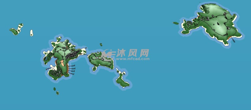 海上岛屿城市规划设计三维模型