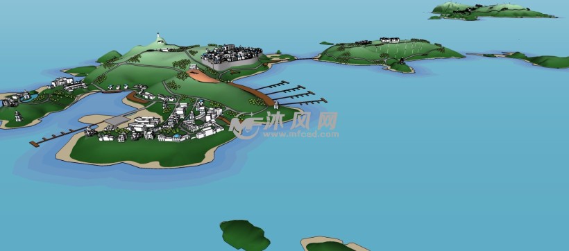 海上岛屿城市规划设计三维模型