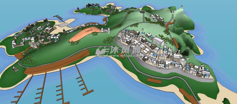 海上岛屿城市规划设计三维模型