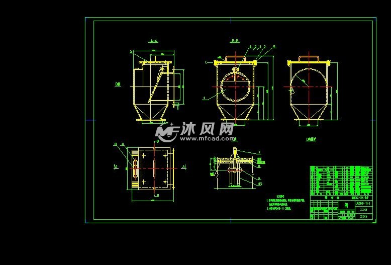 150m2电动振打布袋除尘器详细制作图