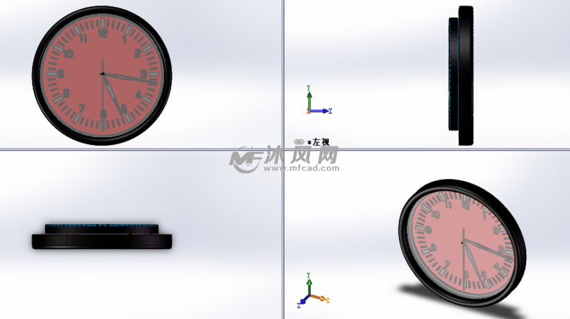 圆形时英钟设计模型三视图