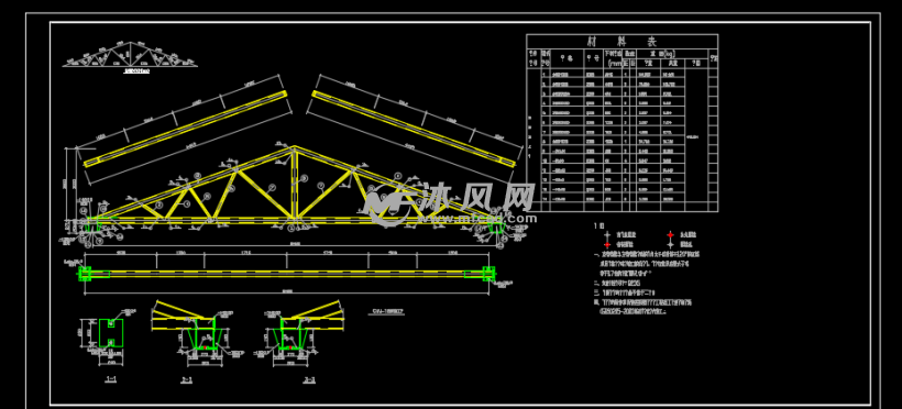 阁楼三角屋架设计详图 结构图纸 沐风网