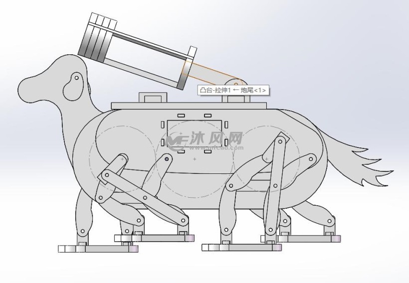 运动仿真机械狗 - 机器人模型图纸 - 沐风网