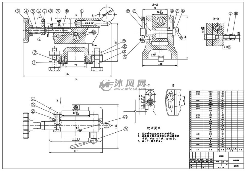 ca6140车床顶尖座图 - 机械加工图纸 - 沐风网