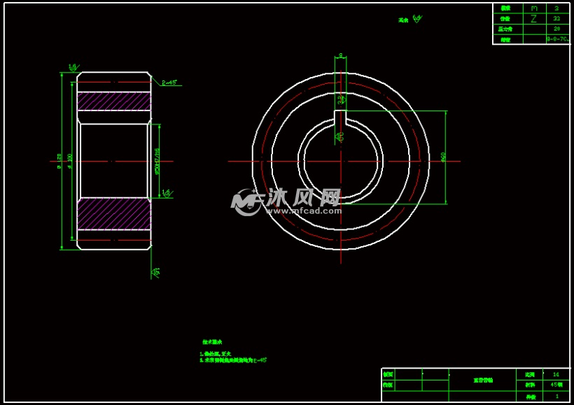 直齿齿轮零件图