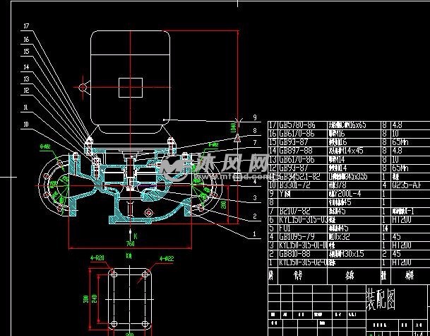 管道泵机械图纸