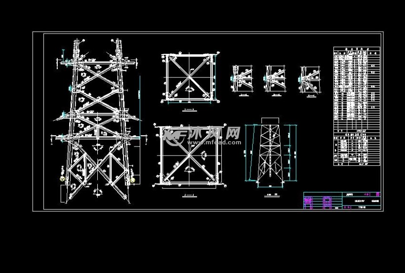 7738型电力铁塔结构制作图 - 电站厂房图图纸 - 沐风网