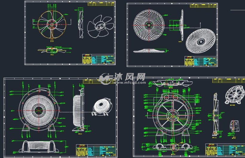 家用电风扇四张cad图纸