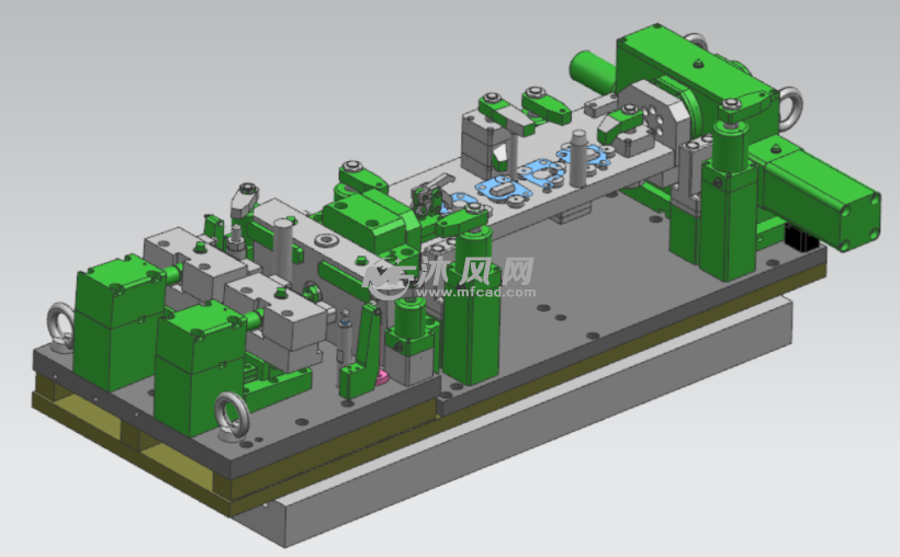 复杂四轴液压夹具 ( cnc夹具) - 零部件模型图纸