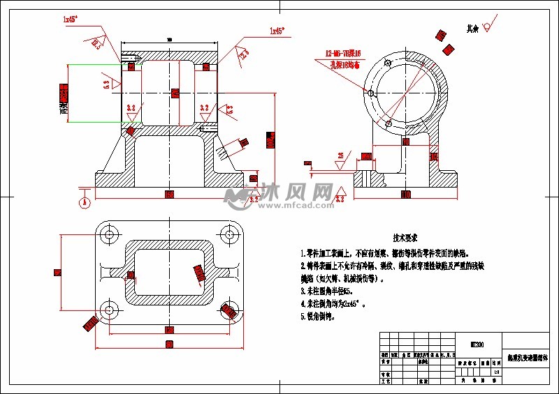 a3 起重机变速器箱体 零件图-model