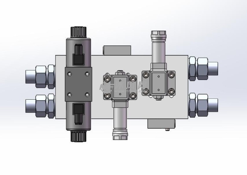 一种多路液压阀块装配总成三维模型