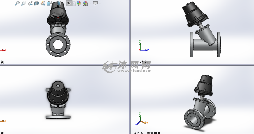 dn80-角座阀模型图 - 阀体图纸 - 沐风网