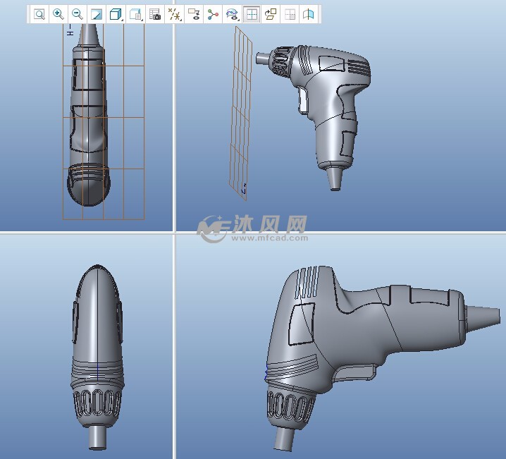 电钻设计模型三视图