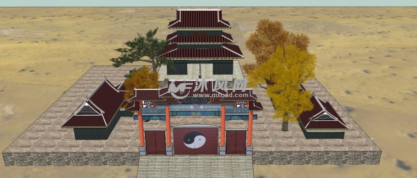 洞庭湖吕仙观道教寺庙宫殿模型