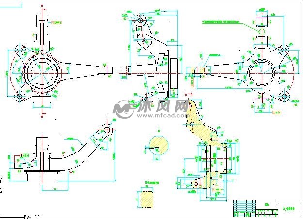 汽车左右转向节加工图纸