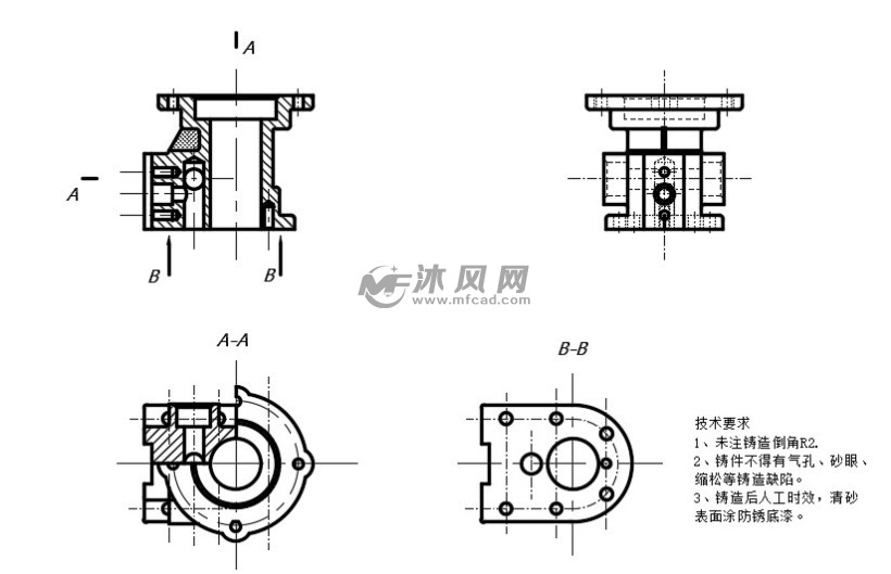 中低压规格的阀体零件图- 阀体图纸- 沐风网