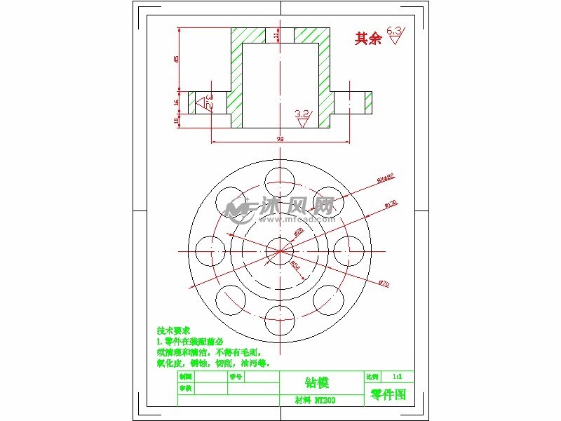 矩形齿花键套钻孔夹具设计 - 设计方案图纸 - 沐风网