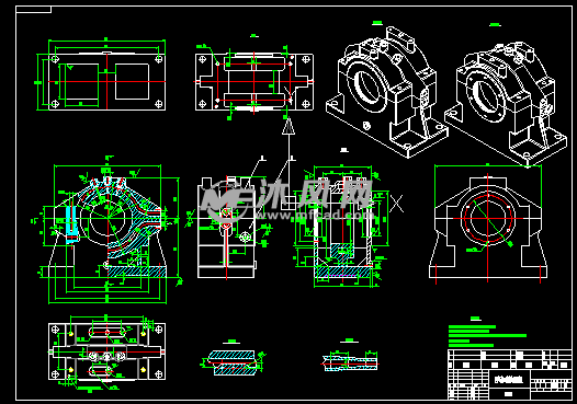 一套剖分式轴承座图纸