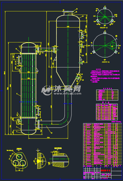 双效蒸发器装配图 分离压力容器图纸 沐风网