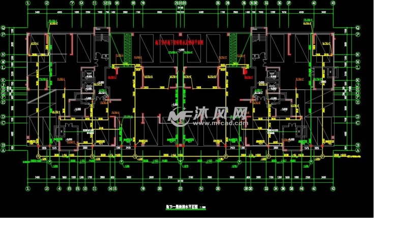 天门壹号高层区地下车库给排水平面图