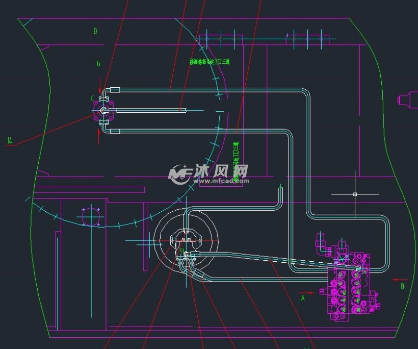 旋挖钻机回转部件液压管路图