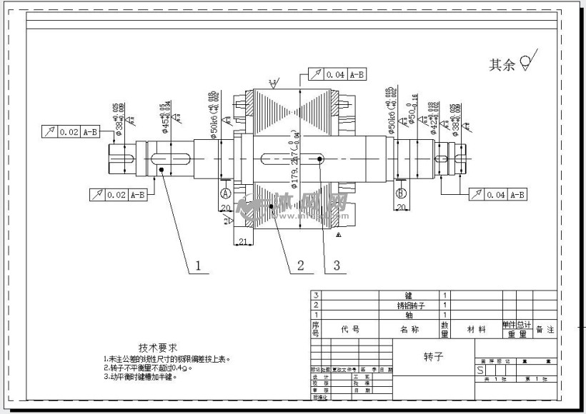 15kw电动机转子cad图纸