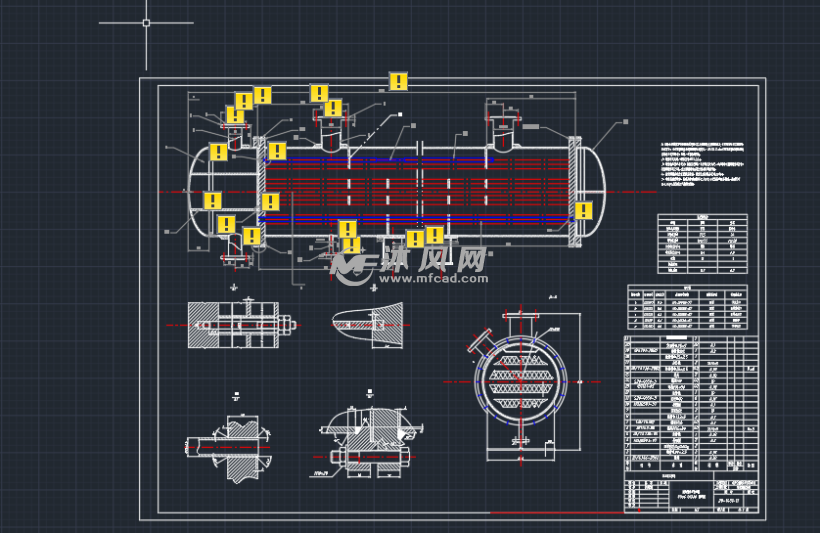 列管式换热器cad图4管程 - 换热压力容器图纸 - 沐风网