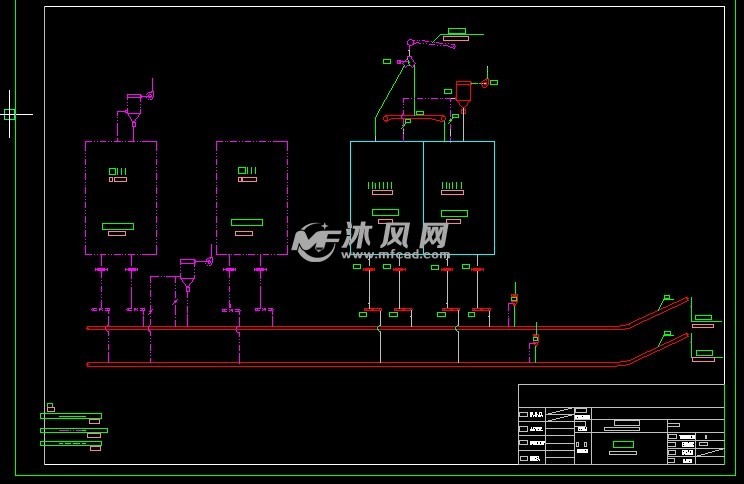 水泥配料库工艺cad图纸