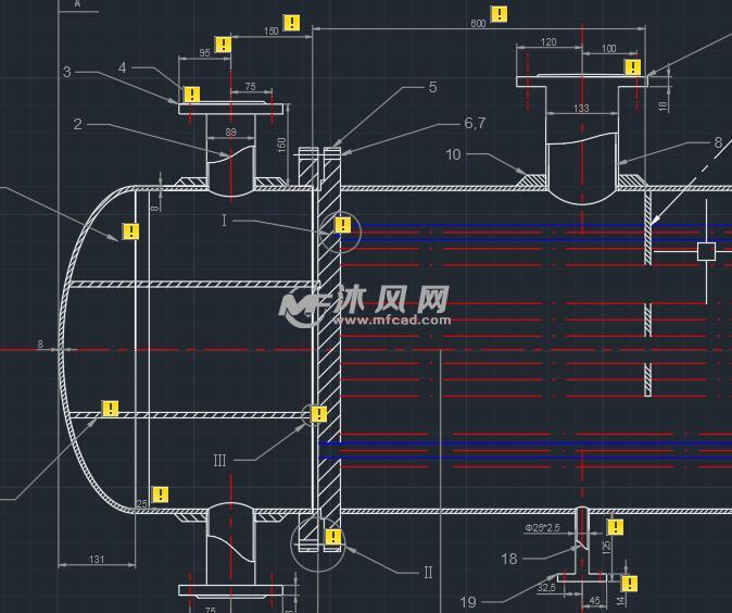 列管式换热器cad图4管程