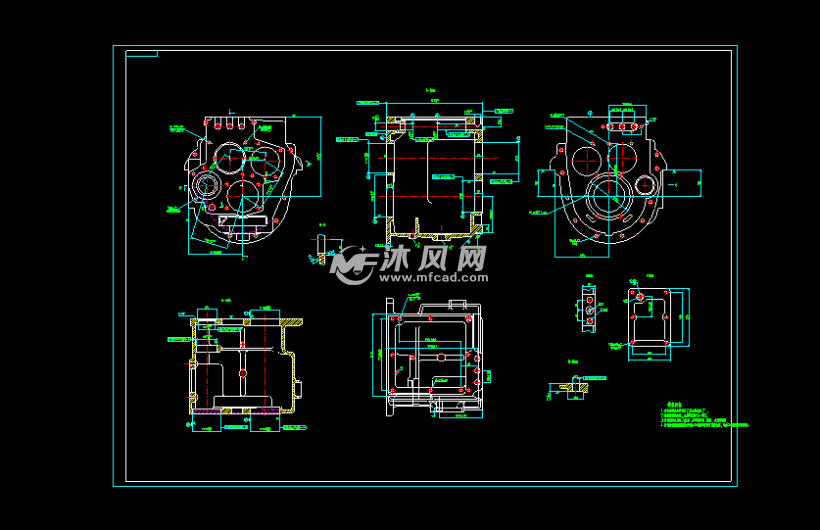 东方红拖拉机变速箱箱体零件图