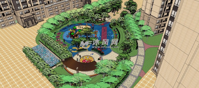 sketchup模型 景观园林规划 园林广场设计 上传图纸补贴活动