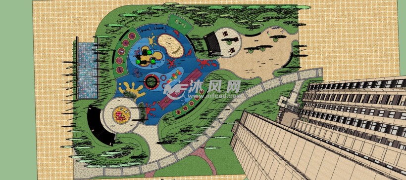 sketchup模型 景观园林规划 园林广场设计 上传图纸补贴活动