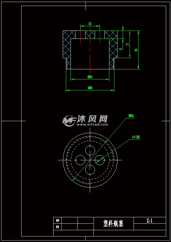 塑料瓶塞注塑模具设计cad图纸