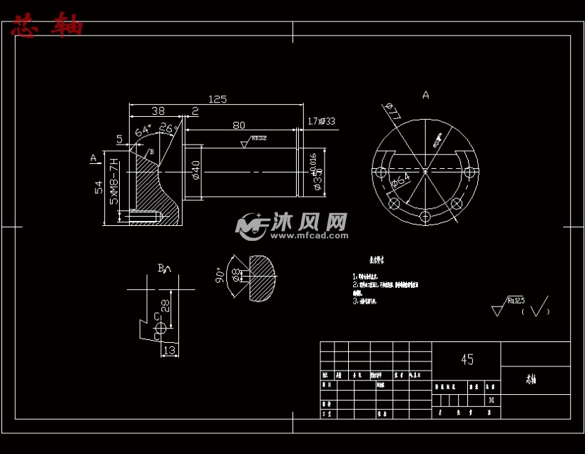 芯轴-心轴零件的的钻5-m8底孔的钻床夹具设计及加工工艺规程装备