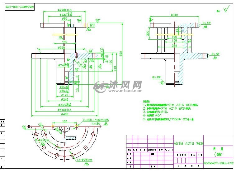 y型侧式平底放料阀350jtsfb645y-150lb - 阀体图纸 - 沐风网