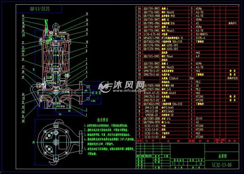 水冲洗式潜水排污泵sc32-1.1 - 泵图纸 - 沐风网