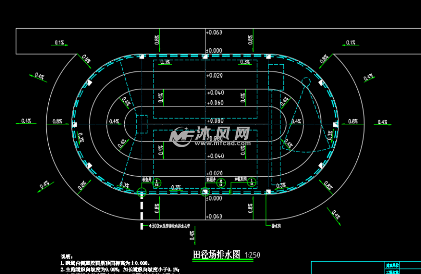 200米田径场及运动设施建筑施工图