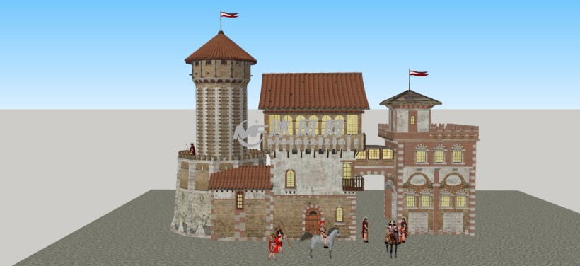 欧洲中世纪宫殿城堡古建筑三维模型