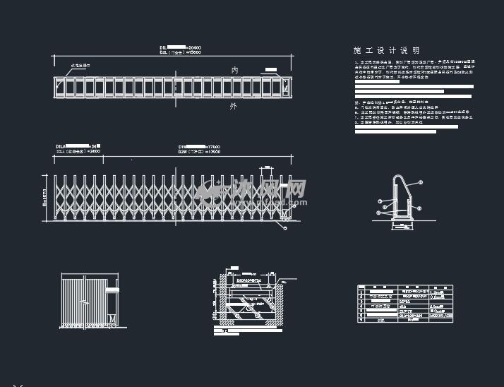 电动伸缩门cad图纸 - 小品及配套设施施工图图纸