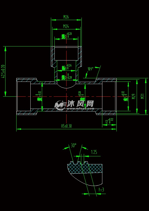 变径三通管注塑模具设计cad图纸