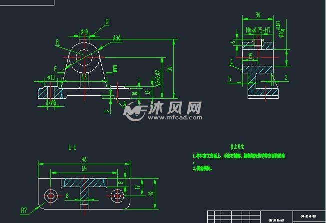 cad轴承座钻孔夹具