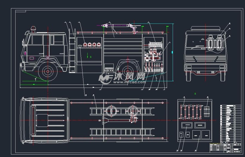 泡沫消防车三视图