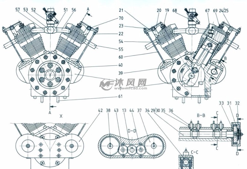 迷你v12发动机 - 动力系统图纸 - 沐风网