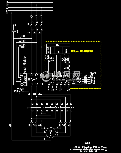 地铁双速风机控制原理图 - 电气工程图纸 - 沐风网
