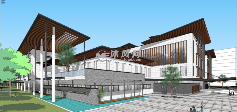 新中式养老院规划景观设计模型