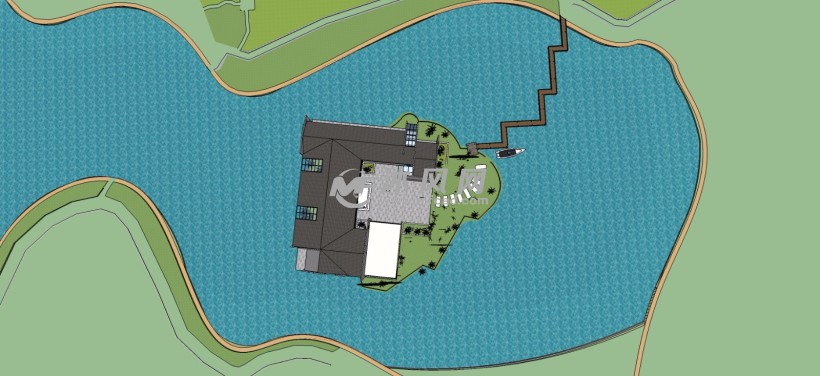 水上公园湖心茶室餐厅三维模型