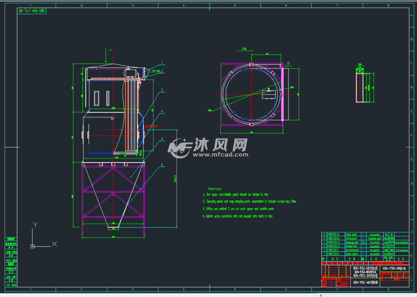 xmdc152a袋式除尘器cad图纸