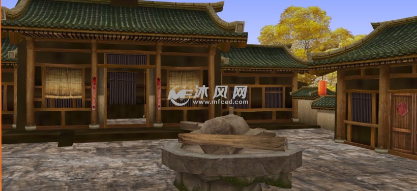 宋代古建筑四合院庭院住宅三维模型