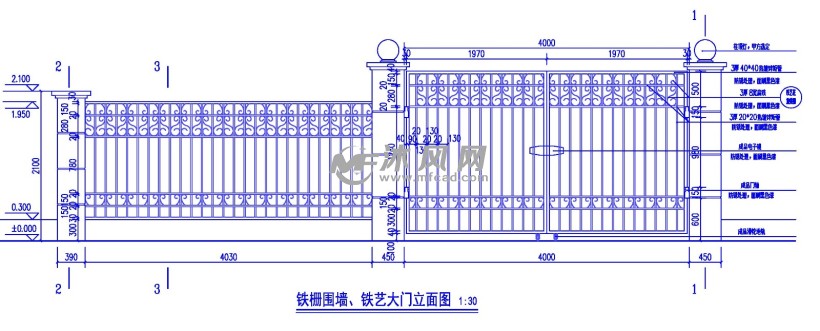 铁艺门及围栏 - 建筑图纸 - 沐风网